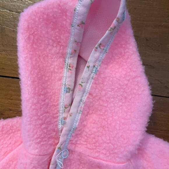 Vintage 80s Infant Bunting Bag Pink Fleece Baby Blanket Sleeper - Picture 5 of 8